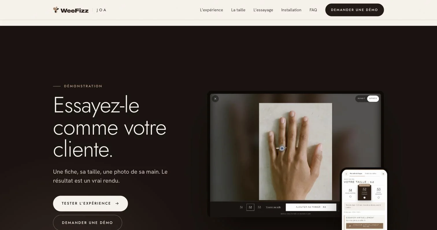 Démonstration : l'essayage sur la main et le widget