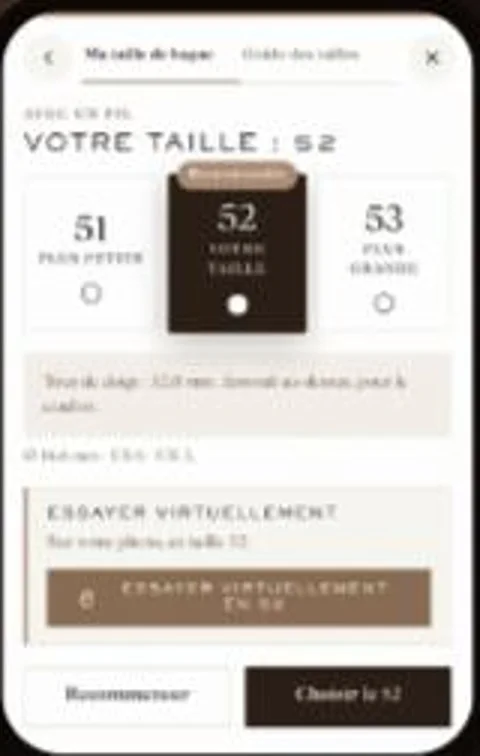 Le widget : votre taille 52, essayer virtuellement